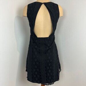 RVCA Small Sleeveless Black Lace Detail Open Back Mini Dress A Line Summer